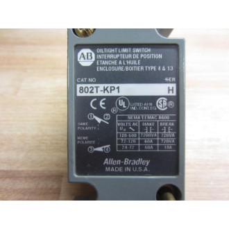 Allen Bradley 802T-KP1 Oiltight Limit Switch 802TKP1 Series H - New No Box Allen Bradley 802T-KP1 Oiltight Limit Switch 802TKP1 Series H - New No Box