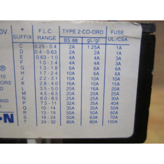 Cutler Hammer C316 FNA3H Eaton Overload Relay C316FNA3H 1.7 - 2.4A