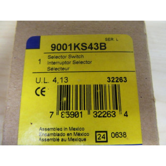 Schneider Electric 9001KS43B Harmony Selector Switch 32263 Black Plastic Body