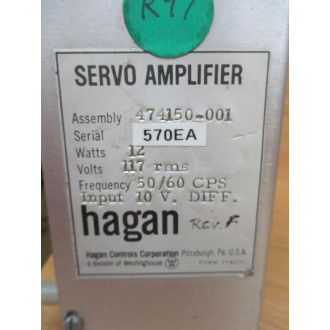 Hagan 474150-001 Westinghouse Servo Amplifier 474150001 - Used