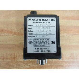 Macromatic SS-51662-02 Time Delay Relay SS5166202 - Used