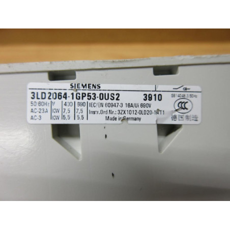 Siemens 3LD2064-1GP53-0US2 Disconnect Switch 3LD2064 - Used
