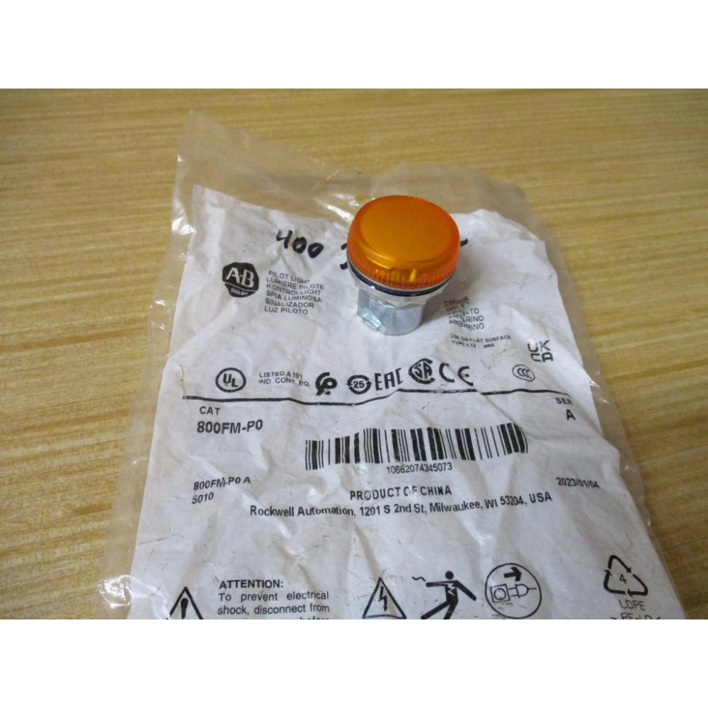 Allen Bradley 800FM-P0 Pilot Light 800FMP0 Ser. A