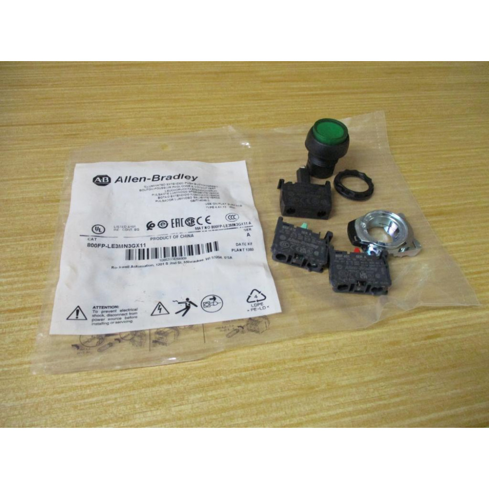 Allen Bradley 800FP-LE3MN3GX11 Illum. Push Button 800FPLE3MN3GX11 Ser. A