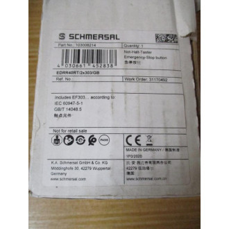 Schmersal EDRR40RT2x303GB E-Stop Button 103008214