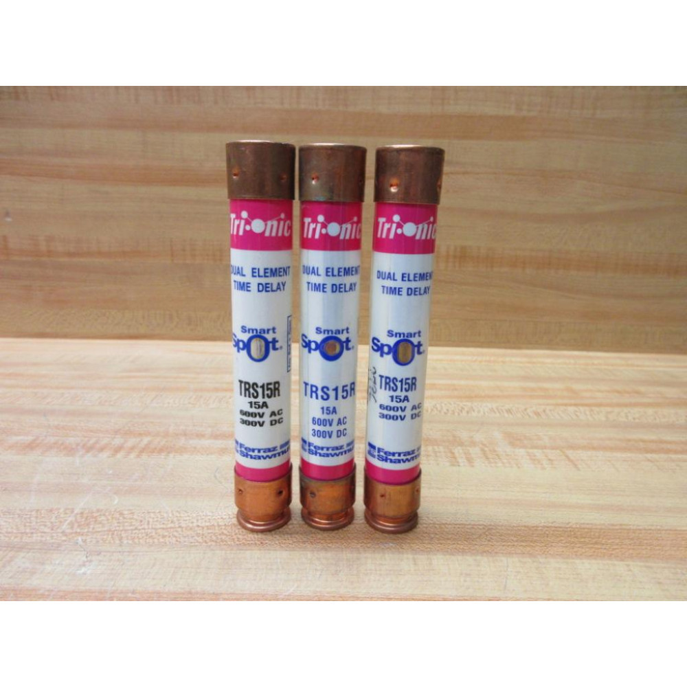 Gould Shawmut Ferraz TRS15R Fuse Cross Ref 4YZL3 Smart Spot (Pack of 3) - Used