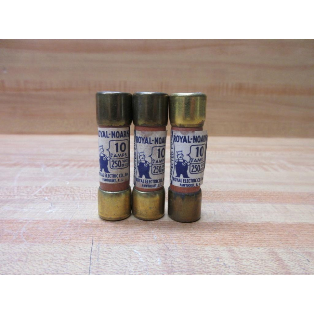 Royal Electric MH-89 Royal-Noark Fuse 10A-250V (Pack of 3) - New No Box