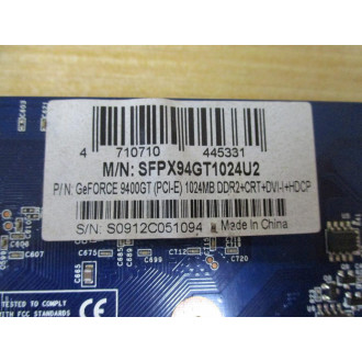 Sparkle SFPX94GT1024U2 GeFORCE 9400GT PCI-E - Used