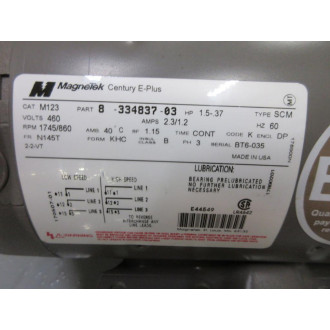 Magnetek 8-334837-03 Century E-Plus Motor M123