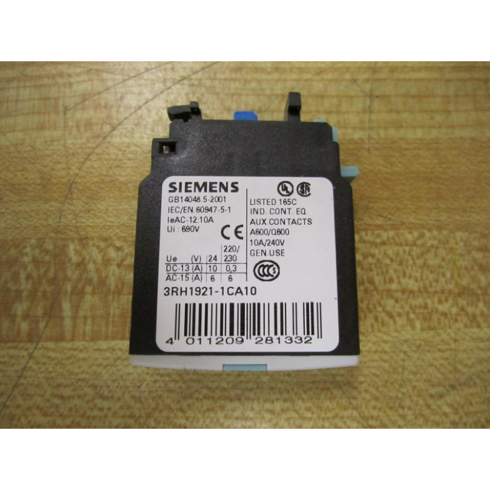 Siemens 3RH1921-1CA10 Contact 3RH19211CA10 - New No Box