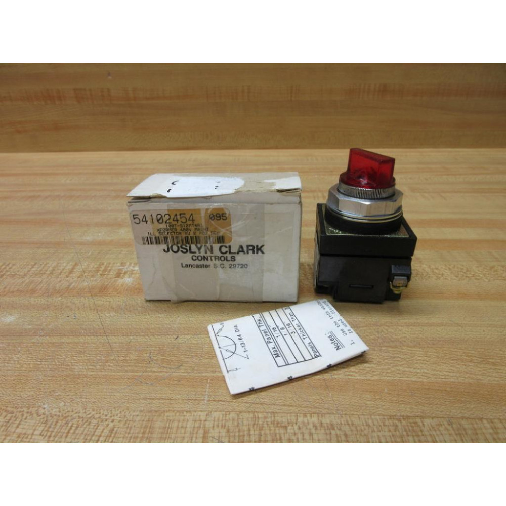 Joslyn Clark 100T-S12MT4R1 Illuminated Selector Switch Red