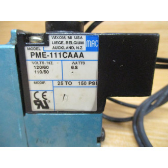 Mac Valves 821C-PM-111CA-152 821CPM111CA152 Solenoid Valve W PME-111CAAA - Used