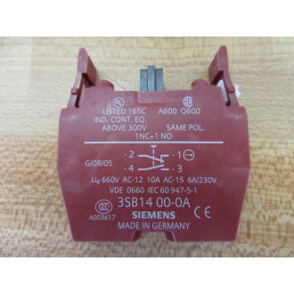 Siemens 3SB1400-0A Contact Block 3SB14000A