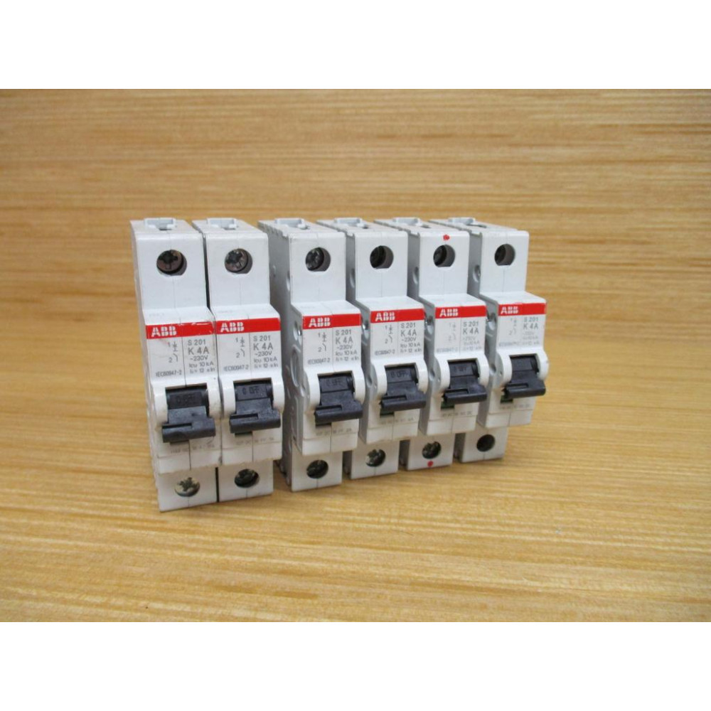 ABB S201-K4 Circuit Breaker K4A S201K4 ~230V, W Indicator (Pack of 6) - Used