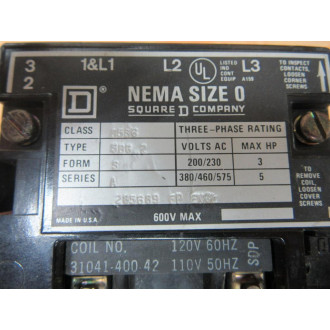 Square D 8536-SBG-2 Starter 8536 SBG 2S 31041-400-42 - Used