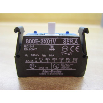 Allen Bradley 800E-3X01V Contact Block 800E3X01V Series A - New No Box