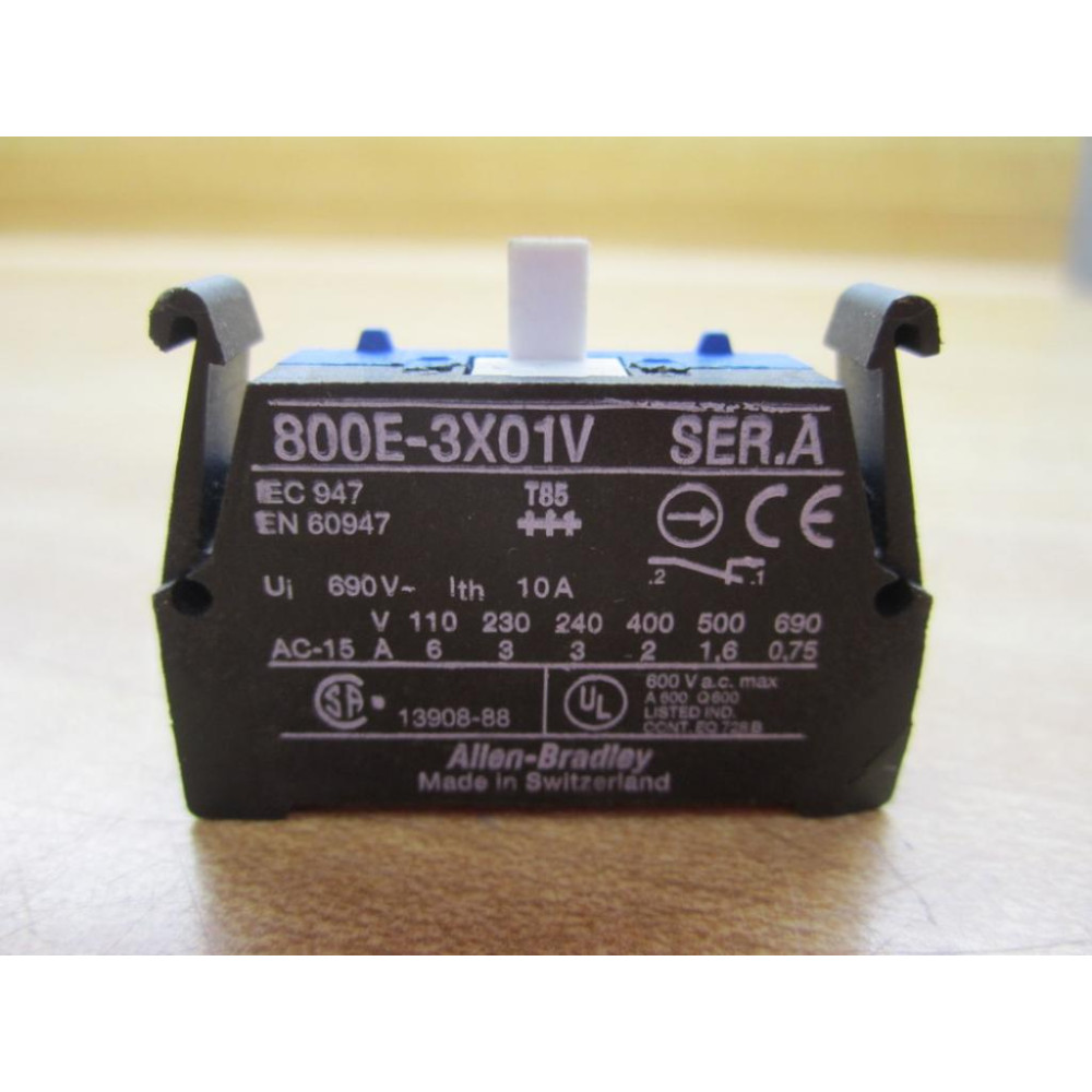 Allen Bradley 800E-3X01V Contact Block 800E3X01V Series A - New No Box