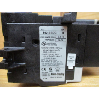 Allen Bradley 592-EEDC E1 Plus Overload Relay 592EEDC Ser.B - Used