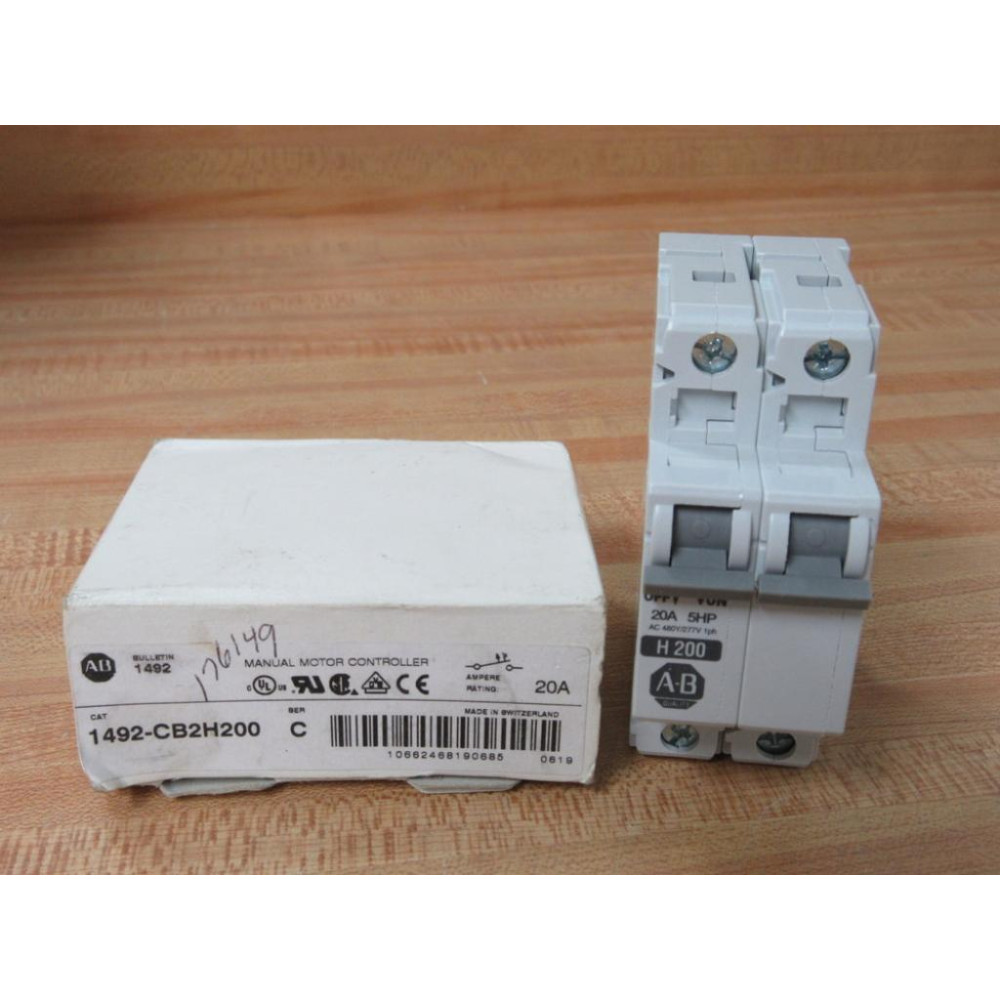 Allen Bradley 1492-CB2H200 20A Circuit Breaker 1492CB2H200 Series C