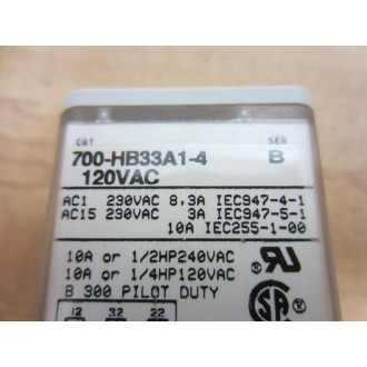 Allen Bradley 700-HB33A1-4-120VAC Relay 700-HB33A1-4-120V AC Series B