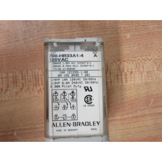 Allen Bradley 700-HB33A1-4-120V AC Relay 700-HB33A1-4-120VAC Series A - Used