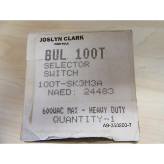 Sylvania X100T-SK3M3A-22X Joslyn Clark Selector Switch X100T-SK3M3A