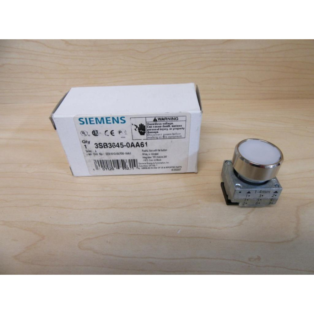 Siemens 3SB3 645-0AA61 White 3SB36450AA61 wBase & Clip
