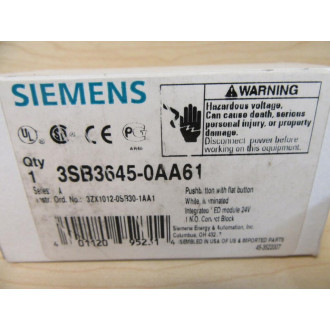Siemens 3SB3 645-0AA61 White 3SB36450AA61 wBase & Clip
