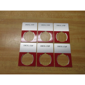 Allen Bradley 40011-128-01 Legend Plate Emergency Stop (Pack of 6) - New No Box