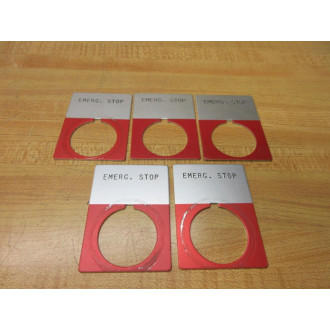 Allen Bradley 40011-128-01 Legend Plate Emergency Stop (Pack of 5) - Used