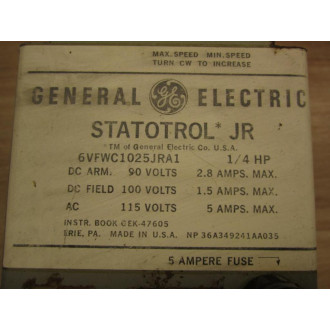 General Electric 6VFWC1025JRA1 Statotrol Jr. Controller - Used
