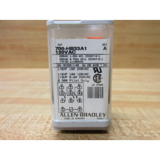 Allen Bradley 700-HB33A1-120VAC Relay 700-HB33A1-120V AC Series A