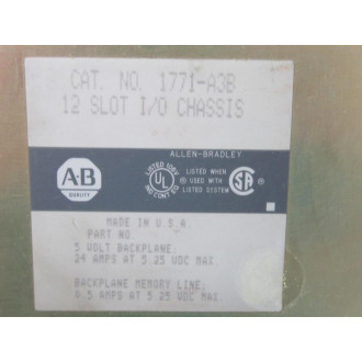 Allen Bradley 1771-A3B 12 Slot IO Chassis 1771A3B - Used