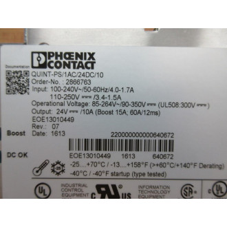 Phoenix Contact QUINT-PS1AC24DC10 Power Supply QUINTPS1AC24DC10 - New No Box