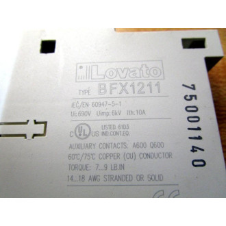 Lovato BFX1211 Aux. Contacts - New No Box