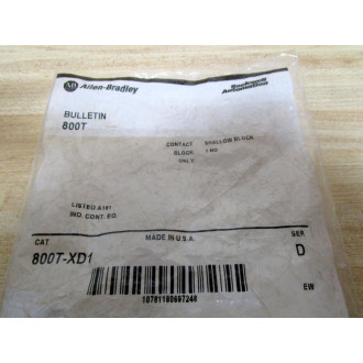 Allen Bradley 800T-XD1 Contact Block 800TXD1 Ser. D