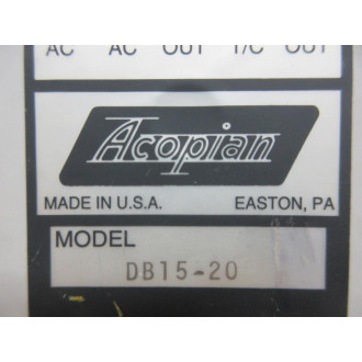 Acopian DB15-20 Power Supply DB1520 - Used