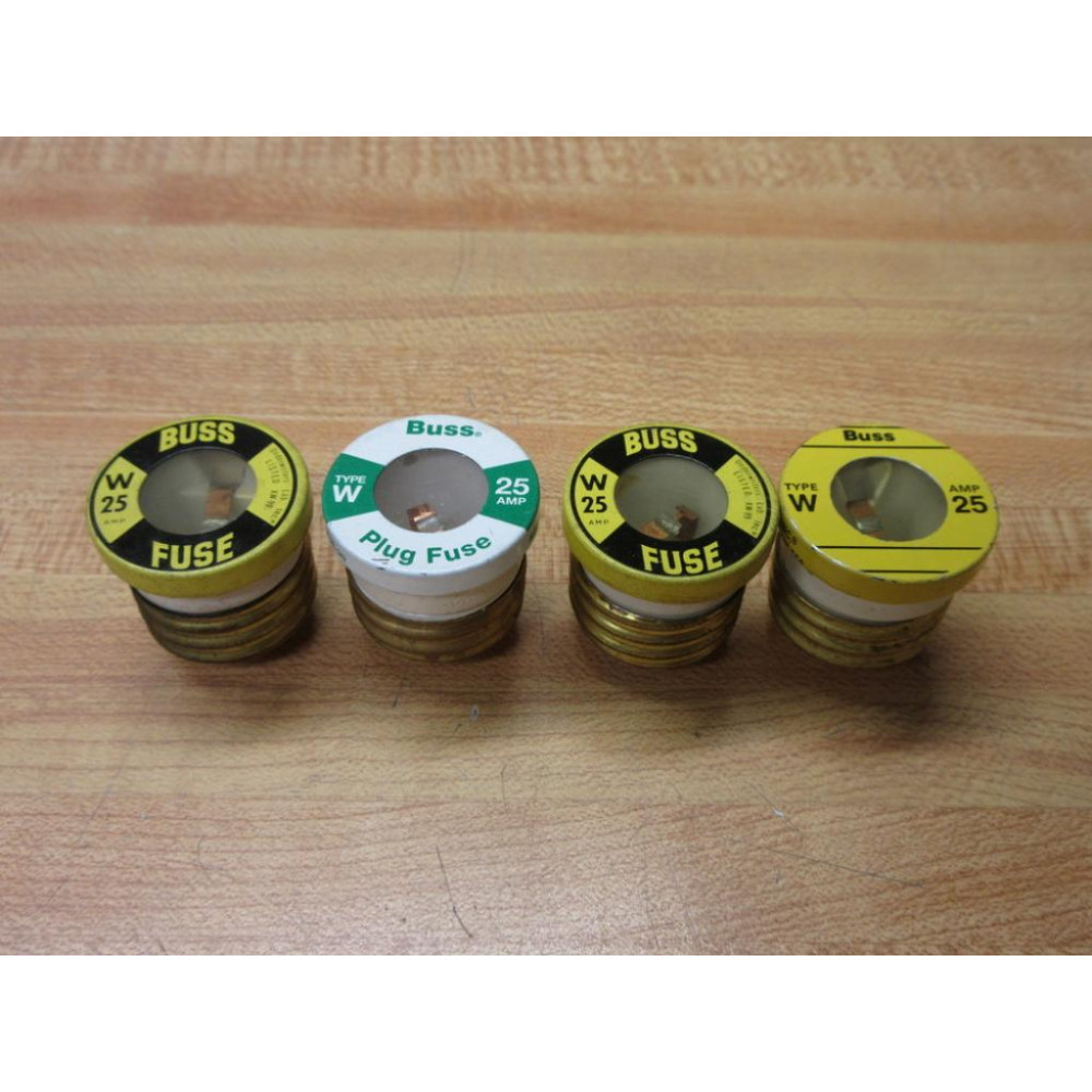 Bussmann W-25 Plug Fuse  W25 Buss (Pack of 4) - New No Box