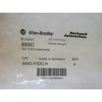 Allen Bradley 889D-F3DC-H DC Micro Cable Connector 889DF3DCH