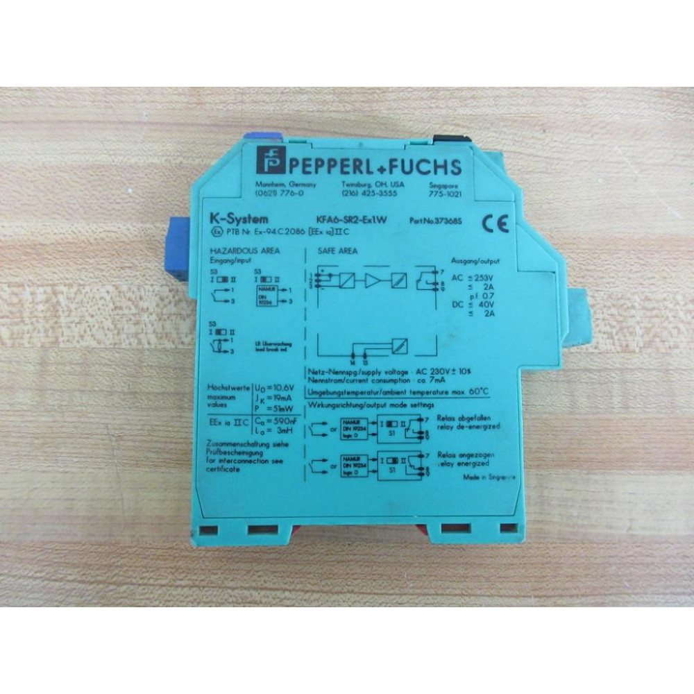 Pepperl + Fuchs KFA6-SR2-EX1.W Switch Amplifier KFA6SR2EX1W - Used