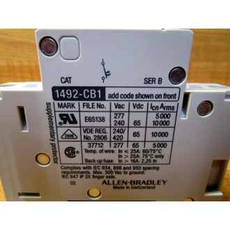 Allen Bradley 1492-CB1G200 Breaker 1492CB1G200 20A Series B