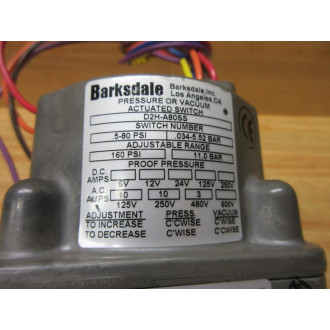 Barksdale D2H-A80SS Pressure Or Vacuum Switch - Used