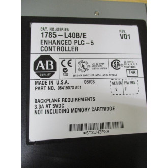 Allen Bradley 1785-L40B CPU Module 1785L40B Ser.E, Rev.V0, 96415073 A01 - Used
