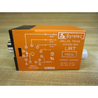 Syrelec LIRT-110 Current Relay LIRT110 LIRT-110VAC - New No Box