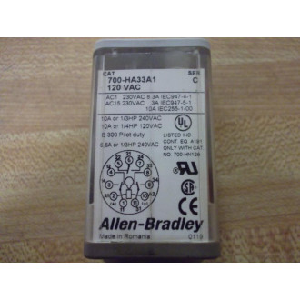 Allen Bradley 700-HA33A1-120V AC Relay 700-HA33A1-120VAC Series C - New No Box