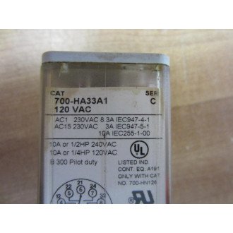 Allen Bradley 700-HA33A1-120V AC Relay 700-HA33A1-120VAC Series C - Used