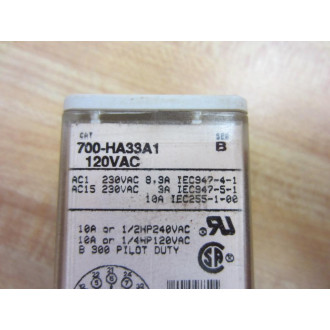 Allen Bradley 700-HA33A1-120V AC Relay 700-HA33A1-120VAC Ser.B - Used