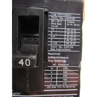 Siemens ED63A040 ITE Circuit Breaker ED63A040L - Used