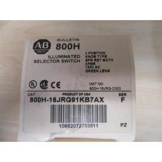 Allen Bradley 800H-16JRG91KB7AX Selector Switch