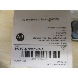 Allen Bradley 800TC-2JRH4KC1CX Selector Switch